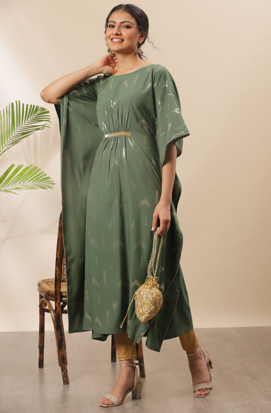 kaftan dress in poly crepe.