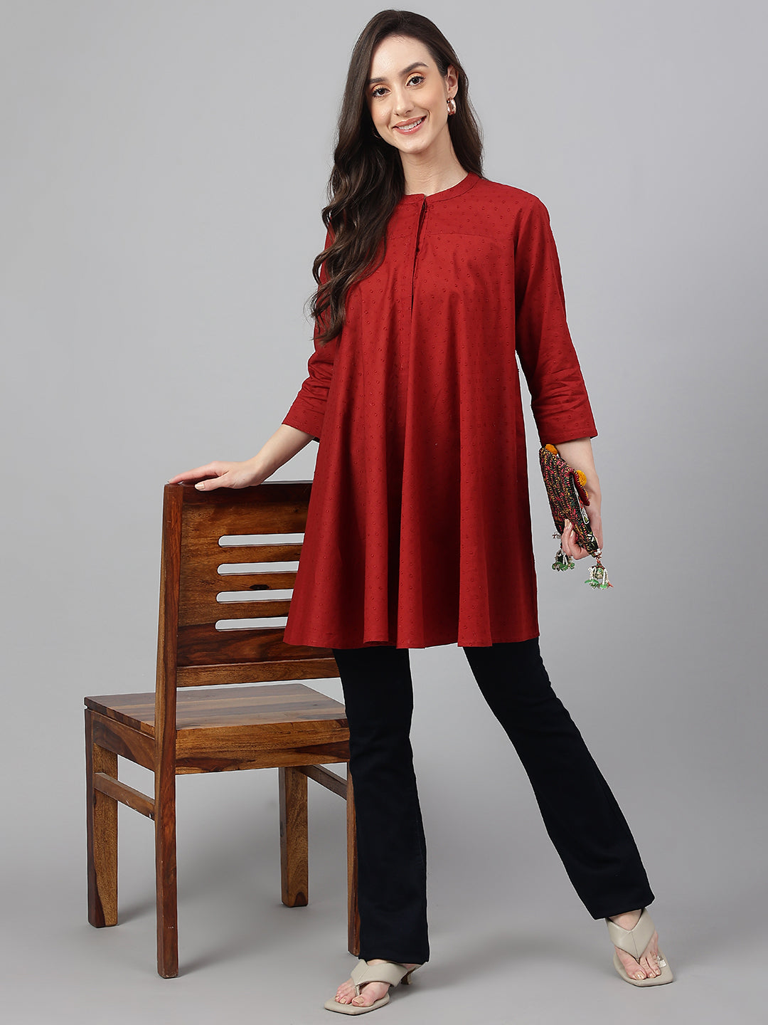 Pure dobby cotton tunic top