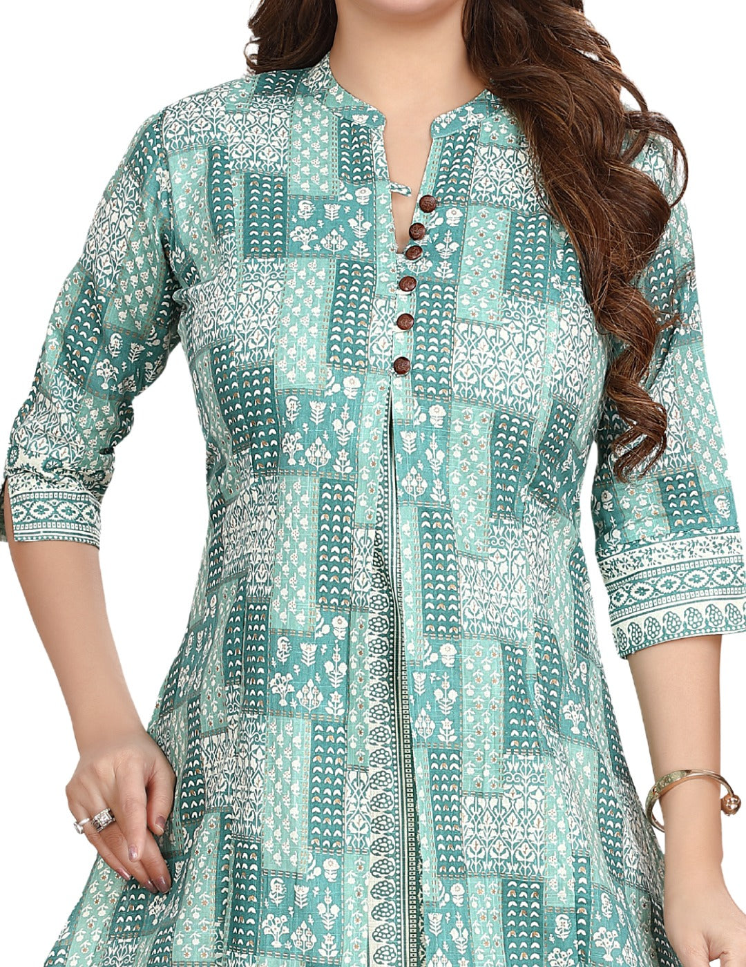 Linen cotton A-line kurti with attached coat