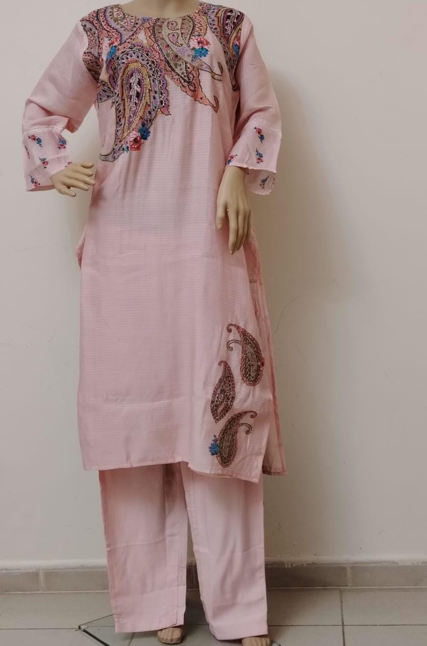 Cotton silk salwar kameez with placement print design