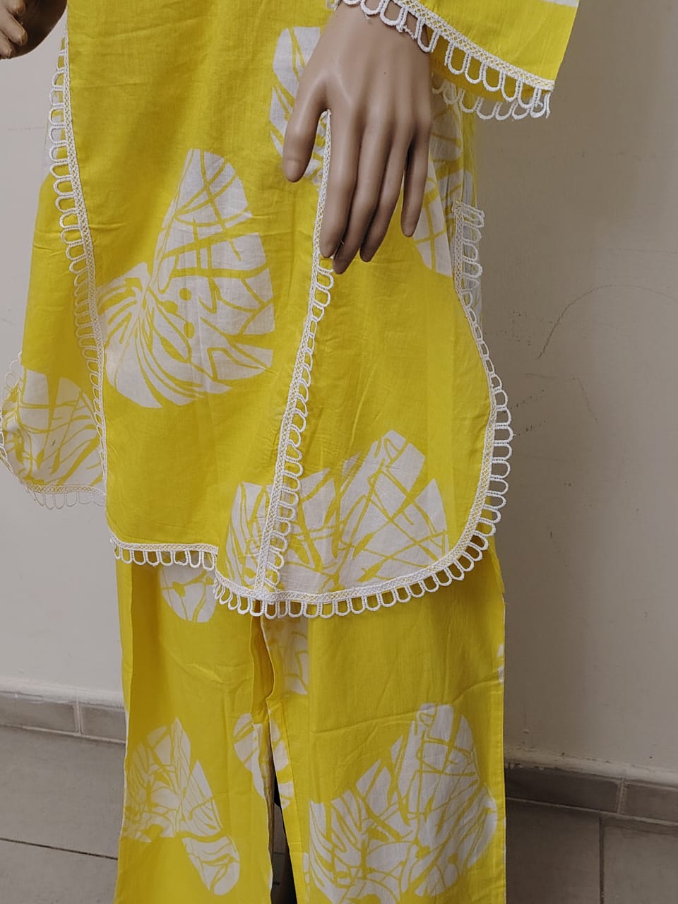 Bright yellow color printed co-ord set