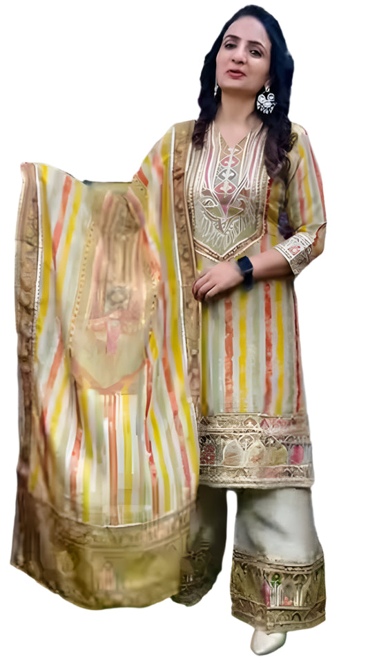 Georgeous sharara set in shimmer tissue with digital prints