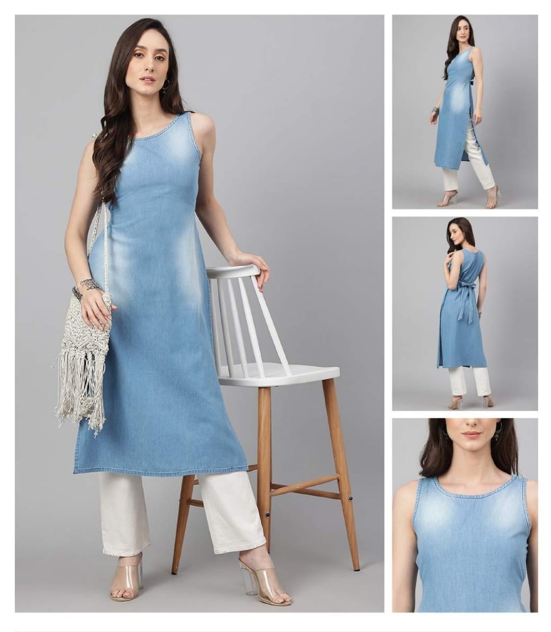 Denim sleeveless shaded kurti 