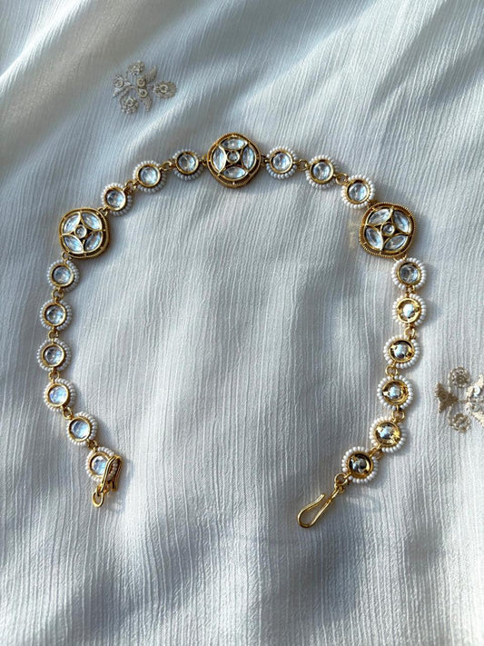 Sheesh phool (hair accessory) with kundans and pearls